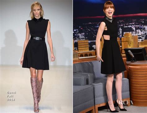 Emma Stone wears Gucci to The Tonight Show With 